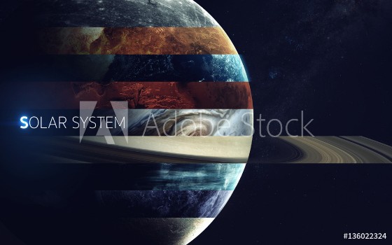 Picture of All solar system planets in one Modern minimalistic art Elements of this image furnished by NASA